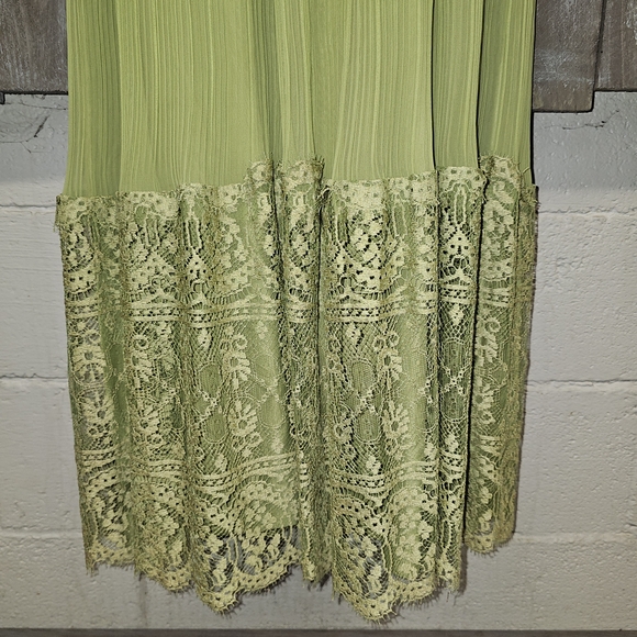 MISS ELLIETTE CALIFORNIA Vintage Chiffon Pleated With Lace Green‎ Size XS Lot CC - Picture 2 of 15